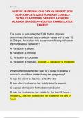 NUR2513 MATERNAL CHILD EXAM NEWEST 2025&sol;  2026 COMPLETE QUESTIONS AND CORRECT  DETAILED ANSWERS &lpar;VERIFIED ANSWERS&rpar;  &vert;ALREADY GRADED A&plus;&vert;VERIFIED EXAMS&excl;&excl;&vert;LATEST  EXAMS&excl;&excl;&excl;