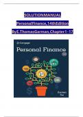 Solution Manual and Answer Guide for Personal Finance&comma; 14th Edition By &lpar;E&period; Thomas Garman&comma; 2024&rpar; Verified Chapters 1 - 17&comma; Complete Newest Version