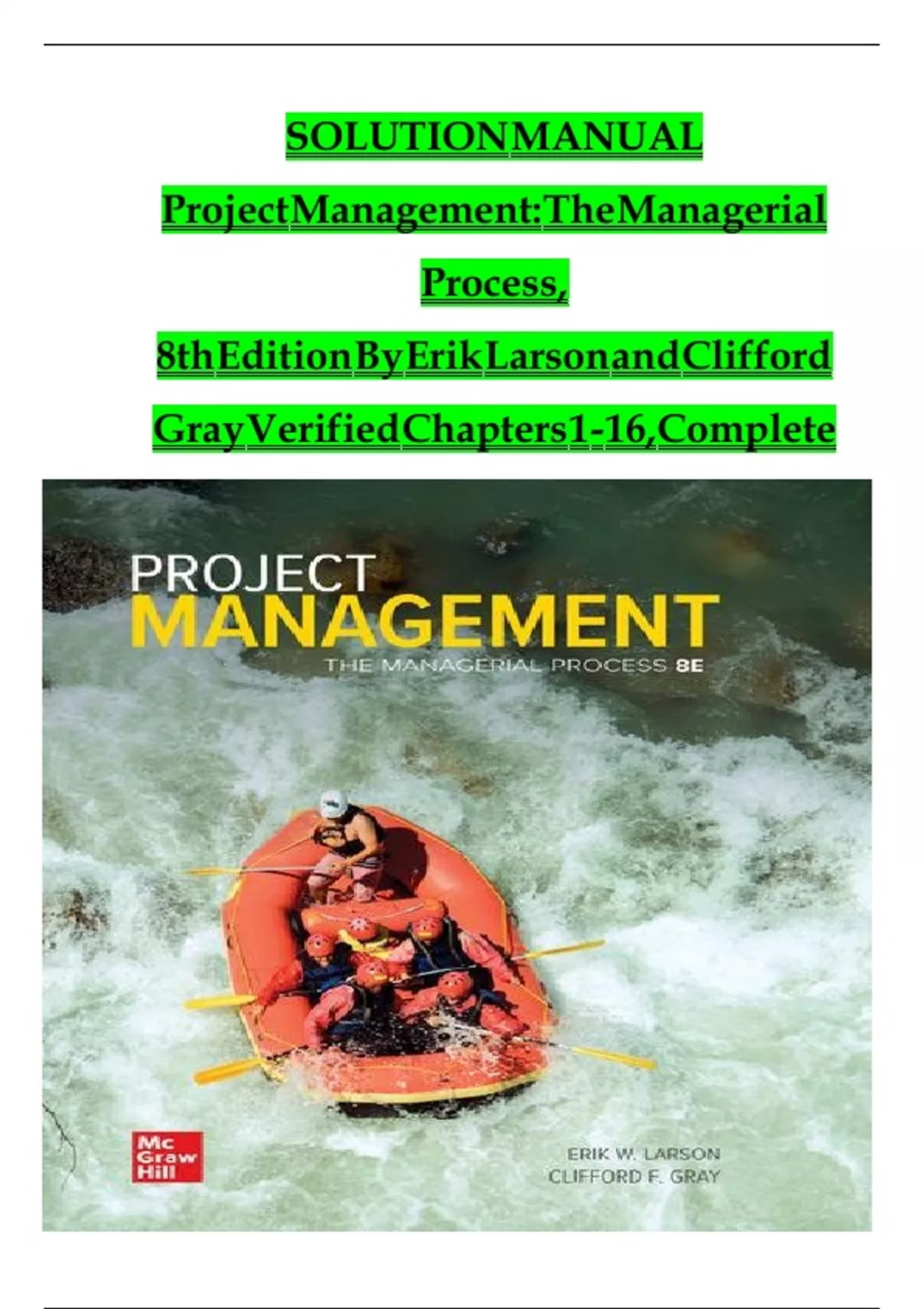 Solution Manual for Project Management The Managerial Process 8th ...