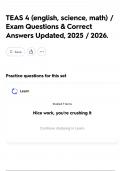 TEAS 4 &lpar;english&comma; science&comma; math&rpar; &sol; Exam Questions & Correct Answers Updated&comma; 2025 &sol; 2026&period;