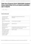 State Farm Property EXAM &lpar;2025&sol;2026&rpar; Updated&colon; EXAM QUESTIONS WITH ACCURATE ANSWERS &vert; GET IT RIGHT&excl;&excl;