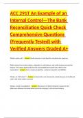ACC 291T An Example of an Internal Control&mdash;The Bank Reconciliation Quick Check Comprehensive Questions &lpar;Frequently Tested&rpar; with Verified Answers Graded A&plus;