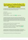 TExES Science of Teaching Reading &lpar;STR&rpar; &ndash;  Quiz UPDATED ACTUAL Exam Questions  and CORRECT Answers