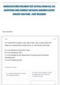 MANUFACTURED HOUSING TEST ACTUAL EXAM ALL 115 QUESTIONS AND CORRECT DETAILED ANSWERS LATEST UPDATE THIS YEAR - JUST RELEASED&period;p