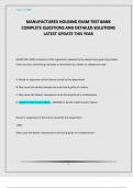 MANUFACTURED HOUSING EXAM TEST BANK COMPLETE QUESTIONS AND DETAILED SOLUTIONS LATEST UPDATE THIS YEAR