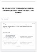 INP 100 - INPATIENT FUNDAMENTALS EXAM ALL 114 QUESTIONS AND CORRECT ANSWERS JUST RELEASED&period;