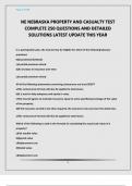 NE NEBRASKA PROPERTY AND CASUALTY TEST COMPLETE 250 QUESTIONS AND DETAILED SOLUTIONS LATEST UPDATE THIS YEAR