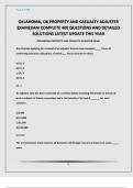 OKLAHOMA&comma; OK PROPERTY AND CASUALTY ADJUSTER EXAMEXAM COMPLETE 400 QUESTIONS AND DETAILED SOLUTIONS LATEST UPDATE THIS YEAR