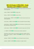 HCS 212 Exam 1 UPDATED    Exam  Questions and CORRECT Answers 
