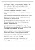 CALIFORNIA STATE CONTRACTORS LICENSE LAW AND BUSINESS TEST QUESTIONS & ANSWERS