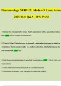 Pharmacology NURS 251 Module 9 Exam Actual 2025&sol;2026 Q&A 100&percnt; PASS