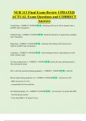 NUR 113 Final Exam Review UPDATED    ACTUAL Exam Questions and CORRECT  Answers 