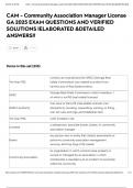 CAM - Community Association Manager License GA 2025 EXAM QUESTIONS AND VERIFIED SOLUTIONS &vert;ELABORATED &DETAILED ANSWERS&excl;&excl;