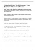 Nebraska Life and Health Insurance Exam Questions With Correct Answers&period;