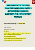 SHADOW HEALTH&colon; FOCUSED EXAM&colon; ABDOMINAL PAIN - WEEK 9 &lpar;ESTHER PARK&rpar; 2025&sol;2026 QUESTIONS AND 100&percnt; CORRECT