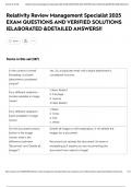 Relativity Review Management Specialist 2025 EXAM QUESTIONS AND VERIFIED SOLUTIONS &vert;ELABORATED &DETAILED ANSWERS&excl;&excl;