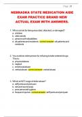 NEBRASKA STATE MEDICATION AIDE EXAM PRACTICE BRAND NEW ACTUAL EXAM WITH ANSWERS&period; 