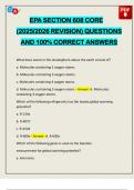 EPA SECTION 608 CORE &lpar;2025&sol;2026 REVISION&rpar; QUESTIONS AND 100&percnt; CORRECT ANSWERS
