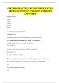 APPLIED HEALTHCARE STATISTICS EXAM STUDY QUESTIONS AND 100&percnt; CORRECT ANSWERS&excl;