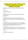 APPLIED HEALTHCARE STATISTICS C784 EXAM REV QUESTIONS AND 100&percnt; CORRECT ANSWERS