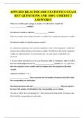 APPLIED HEALTHCARE STATISTICS EXAM REV QUESTIONS AND 100&percnt; CORRECT ANSWERS