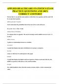APPLIED HEALTHCARE STATISTICS EXAM PRACTICE QUESTIONS AND 100&percnt; CORRECT ANSWERS&excl;