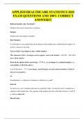 APPLIED HEALTHCARE STATISTICS 2025 EXAM QUESTIONS AND 100&percnt; CORRECT ANSWERS