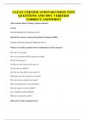 CLEAN CERTIFICATION REVISION TEST QUESTIONS AND 100&percnt; VERIFIED CORRECT ANSWERS&excl;