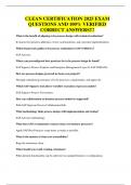CLEAN CERTIFICATION 2025 EXAM QUESTIONS AND 100&percnt; VERIFIED CORRECT ANSWERS