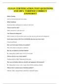 CLEAN CERTIFICATION TEST QUESTIONS AND 100&percnt; VERIFIED CORRECT ANSWERS&excl;&excl;