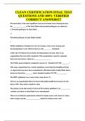 CLEAN CERTIFICATION FINAL TEST QUESTIONS AND 100&percnt; VERIFIED CORRECT ANSWERS