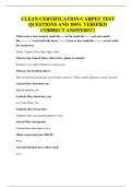 CLEAN CERTIFICATION-CARPET TEST QUESTIONS AND 100&percnt; VERIFIED CORRECT ANSWERS&excl;