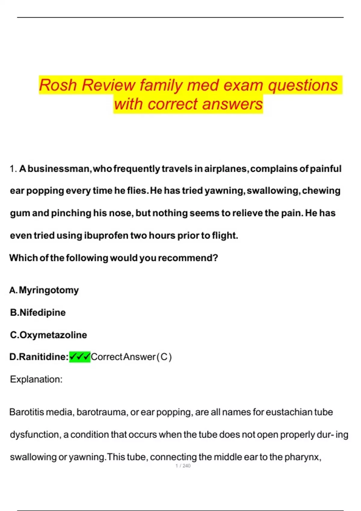 Prom Rosh Review Rosh Review family med exam questions with correct answers - Rosh ...