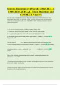 Intro to Biochemistry &lpar;Murphy 301&rpar; CH 1 &ndash; 4  UPDATED ACTUAL   Exam Questions and  CORRECT Answers