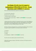 Eat Right EXAM&colon; Set &num;2 Copied w&sol;  explanations UPDATED ACTUAL   Exam  Questions and CORRECT Answers 