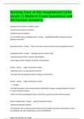 Nursing Care of the Hospitalized Child &lpar;exam 1&rpar; Midterm Exam Questions and All Correct Answers&period;