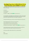 Eat Right Prep Test 1 UPDATED ACTUAL    Exam Questions and CORRECT Answers