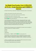 Eat Right Prep Practice Test 2 UPDATED  ACTUAL   Exam Questions and CORRECT  Answers 
