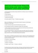 CERTIFICATION EXAM PRACTICE QUESTIONS AND 100&percnt; CORRECT ANSWERS &lpar;2025-2026&rpar; UPDATED&period;