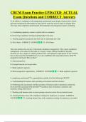 CRCM Exam Practice UPDATED  ACTUAL  Exam Questions and CORRECT Answers