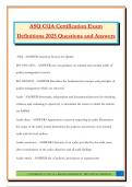 ASQ CQA Certification Exam Definitions 2025 Questions and Answers