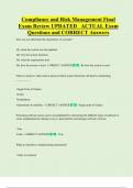 Compliance and Risk Management Final  Exam Review UPDATED   ACTUAL Exam  Questions and CORRECT Answers