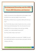 Developmental Screening and the ASQ-3 Exam 2025 Questions and Answers