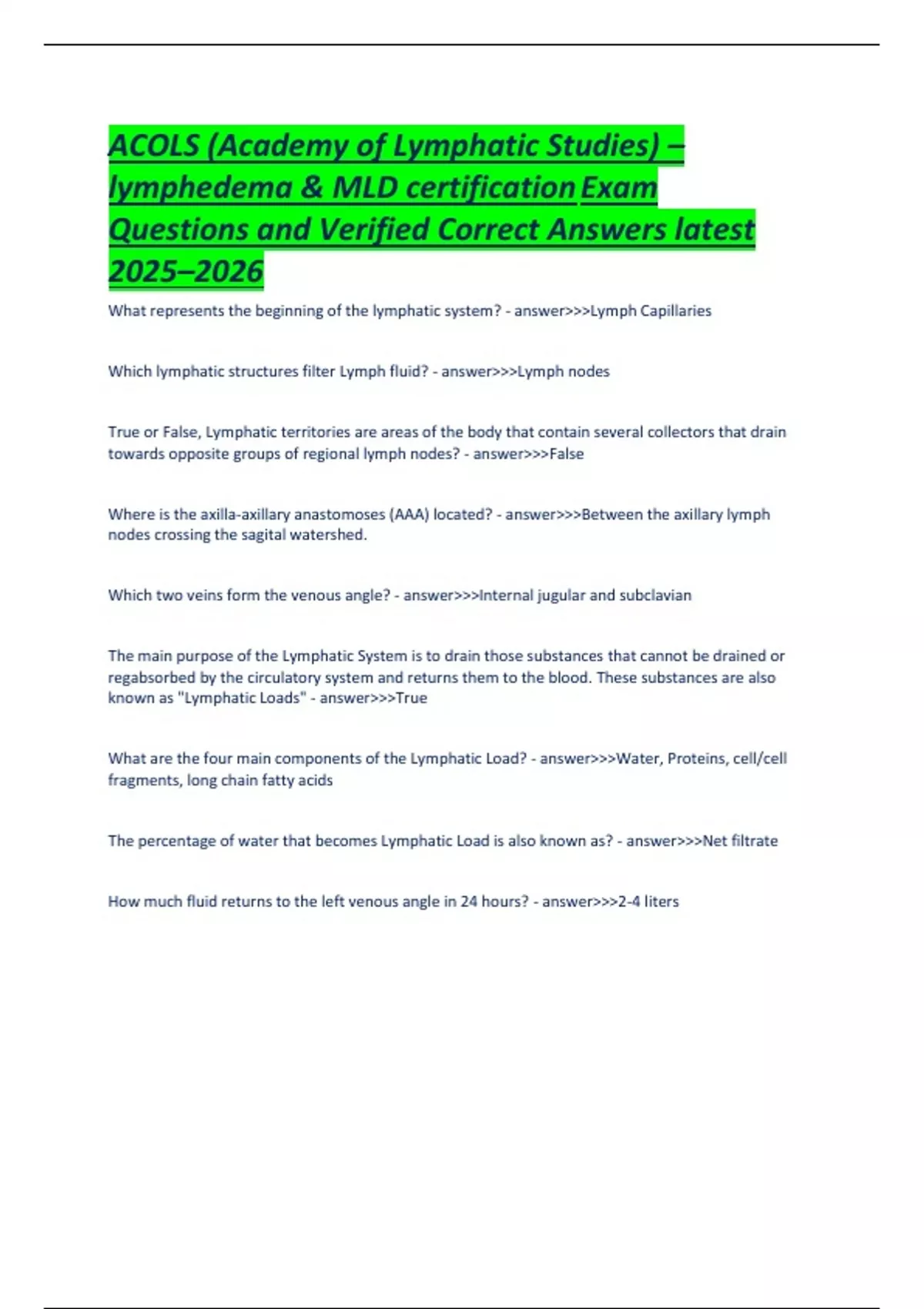 ACOLS (Academy of Lymphatic Studies) – lymphedema & MLD certification ...