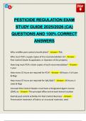PESTICIDE REGULATION EXAM STUDY GUIDE 2025&sol;2026 &lpar;CA&rpar; QUESTIONS AND 100&percnt; CORRECT ANSWERS