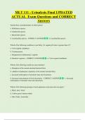 MLT 111 - Urinalysis Final UPDATED  ACTUAL  Exam Questions and CORRECT  Answers 