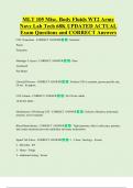 MLT 105 Misc&period; Body Fluids WT2 Army  Navy Lab Tech 68K UPDATED ACTUAL   Exam Questions and CORRECT Answers 