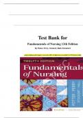 Test Bank for Fundamentals of Nursing 12th Edition By Potter&comma; Perry&comma; Stockert&comma; Hall&comma; Ostendorf&period; Latest Edition&vert;&vert; All Chapters Covered&vert;&vert; 100&percnt; Verified Answers&vert;&vert;