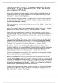 KENTUCKY STATE REAL ESTATE PRACTICE EXAM &lpar;KY LAW&rpar; QUESTIONS