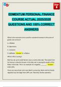 EDMENTUM PERSONAL FINANCE COURSE ACTUAL 2025&sol;2026 QUESTIONS AND 100&percnt; CORRECT ANSWERS